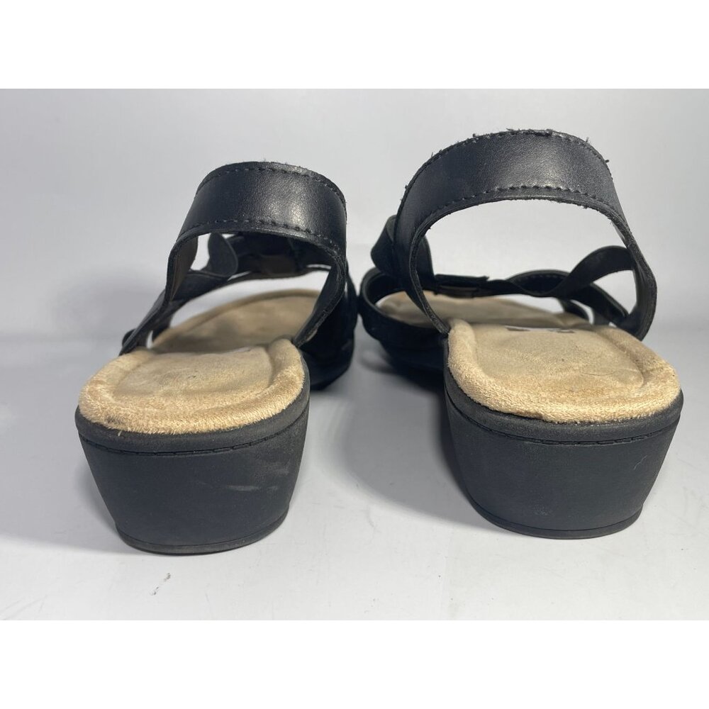 Womens Wedge Sandals 6 1/2 black stretch strap boho summer St. Johns Bay Innis - Picture 6 of 7